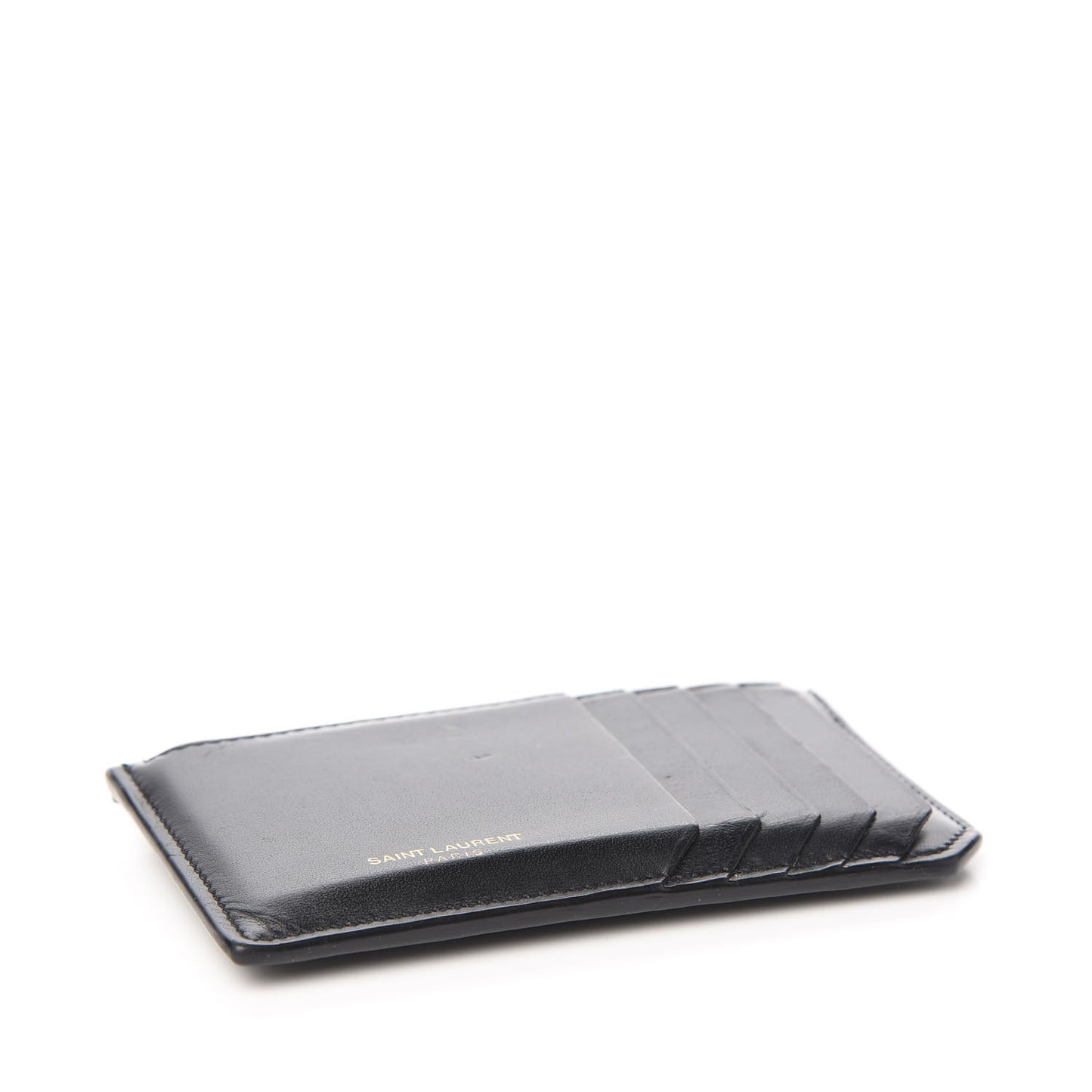 Calfskin 5 Fragments Zip Pouch Card Holder Black