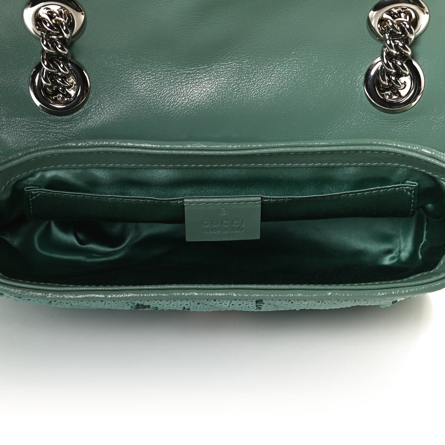 Sequin Matelasse Diagonal Mini GG Marmont Shoulder Bag Water Green Verde Chiaro Light Water Green