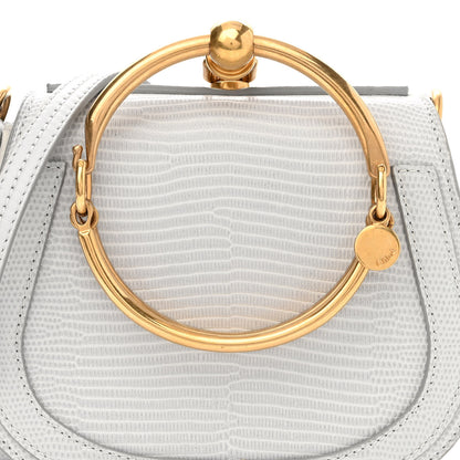 Chloe Calfskin Suede Lizard Embossed Small Nile Bracelet Bag Light Cloud 8 of 11