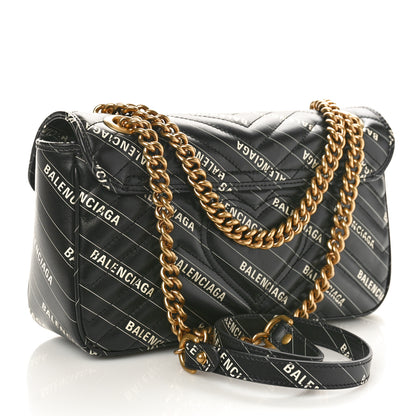 Gucci X BALENCIAGA Calfskin Matelasse Logo Print Small GG Marmont Shoulder Bag Black 2 of 11