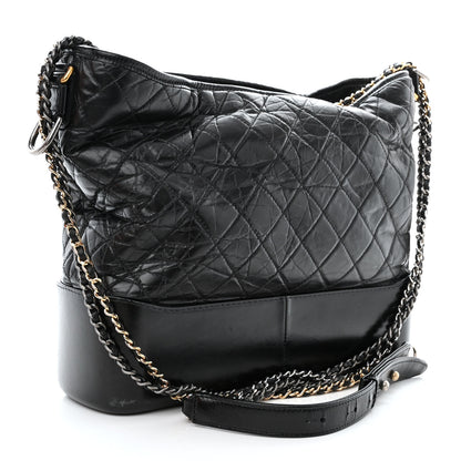 Chanel Aged Calfskin Quilted Large Gabrielle Hobo Black 3 of 13