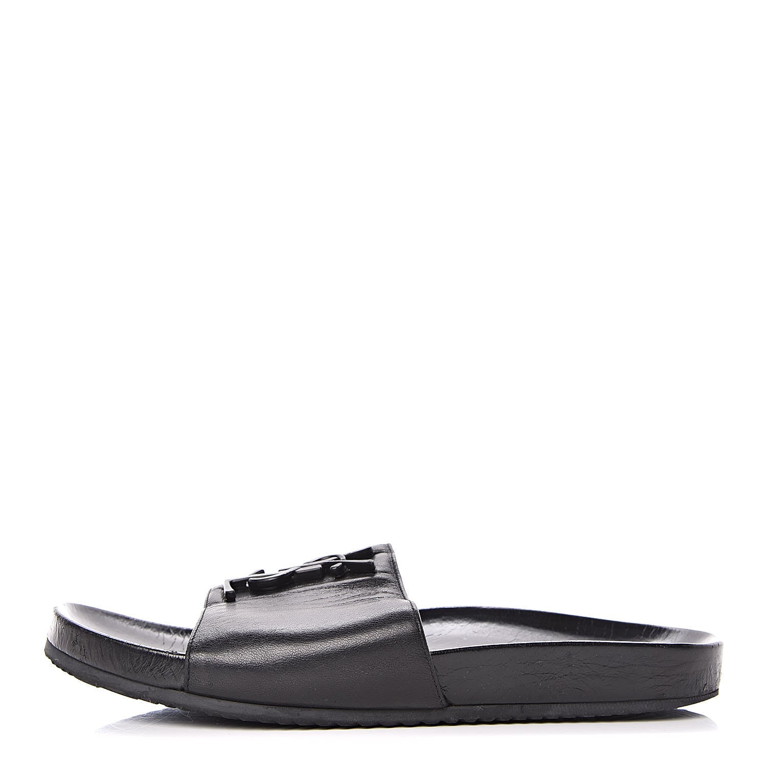 Saint Laurent Lambskin Joan Slide Sandals 39 Black 1 of 14