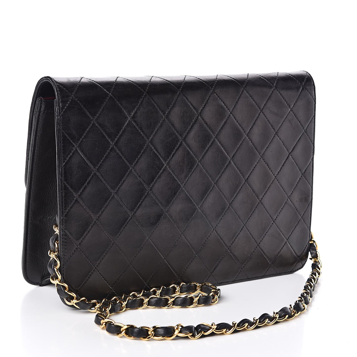 Lambskin Quilted Medium Single Flap Black