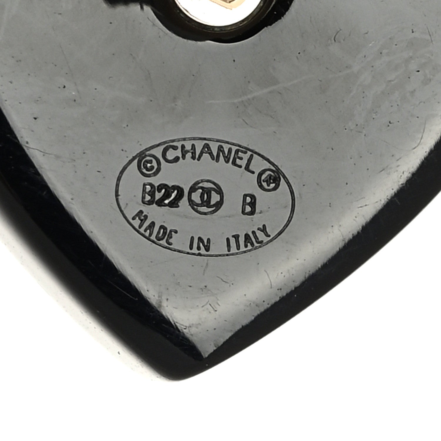 Chanel Resin Crystal CC Heart Earrings Black Gold 4 of 5