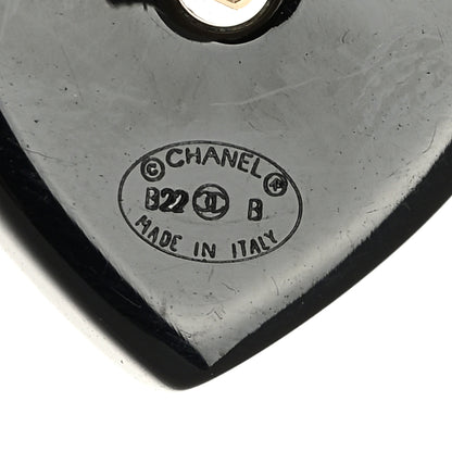 Chanel Resin Crystal CC Heart Earrings Black Gold 4 of 5