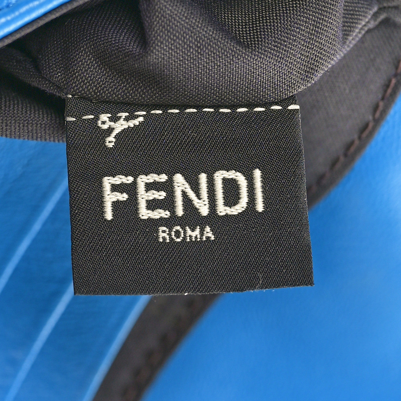Fendi Nappa FF 1974 Embossed Mini Baguette Blue Royal 6 of 11