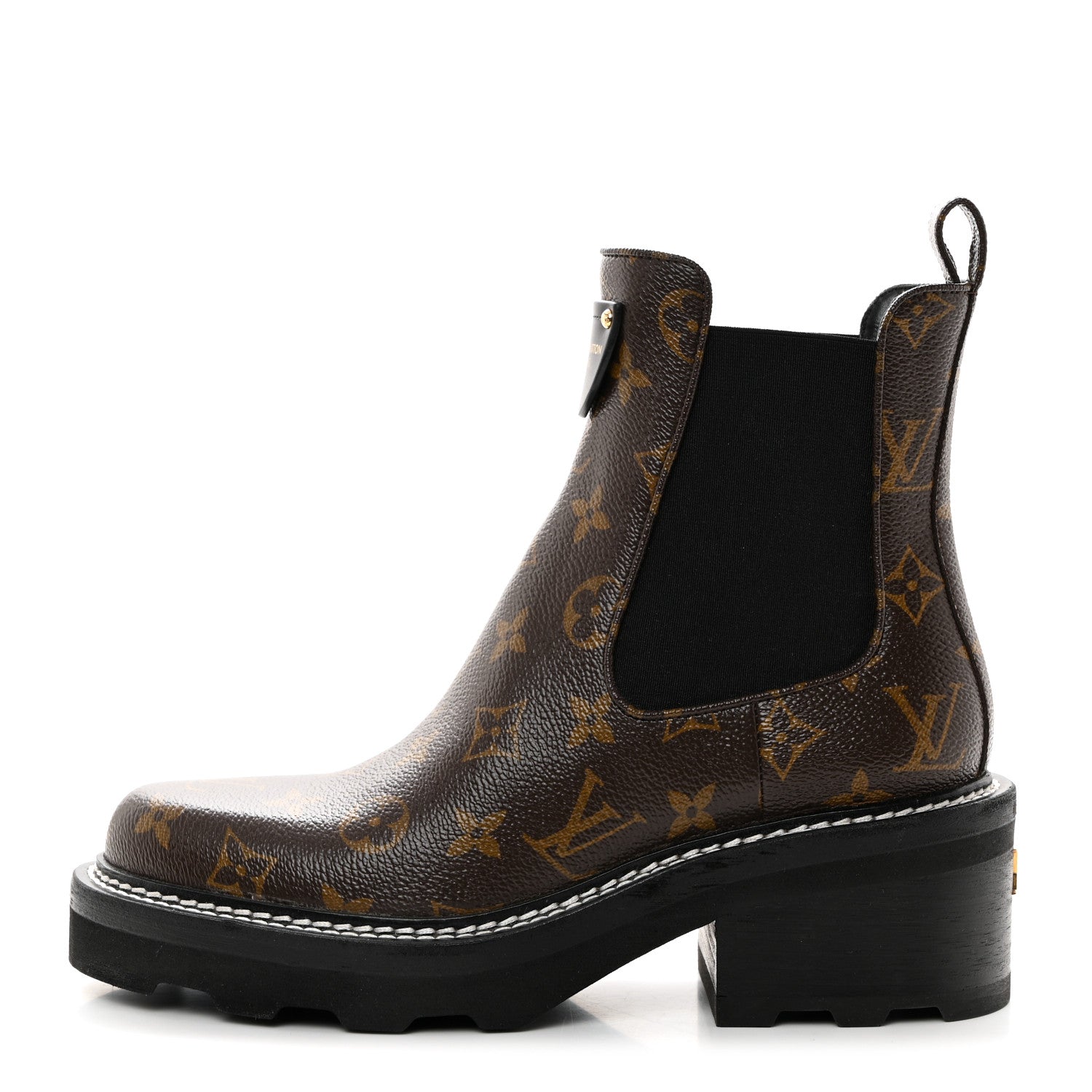 Louis Vuitton Patent Monogram LV Beaubourg Ankle Boots 38 Black 1 of 8