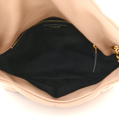 Saint Laurent Lambskin Quilted Medium Loulou Puffer Monogram Chain Satchel Dark Beige 5 of 11