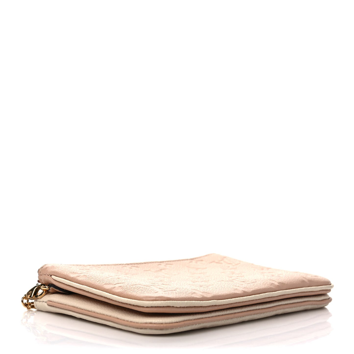 Empreinte Double Zip Pochette Beige Rose Creme