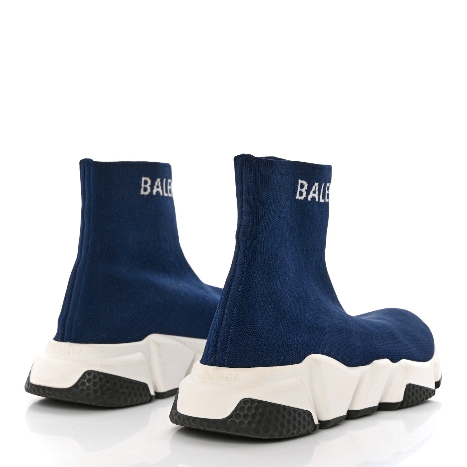 Balenciaga Neoprene Knit Womens Hi Speed Sneakers 37 Navy 4 of 10