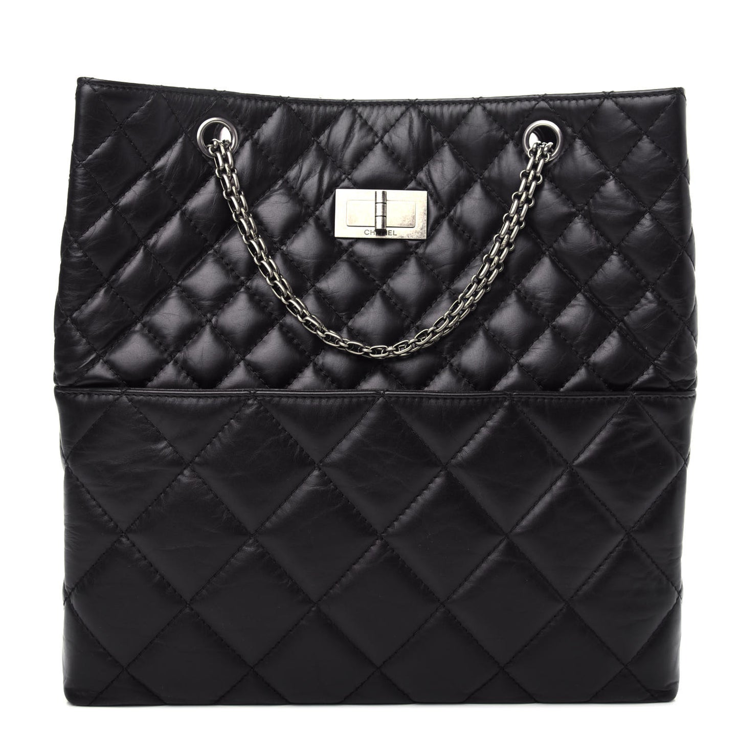 Aged Calfskin Quilted Reissue 2.55 Tote Black