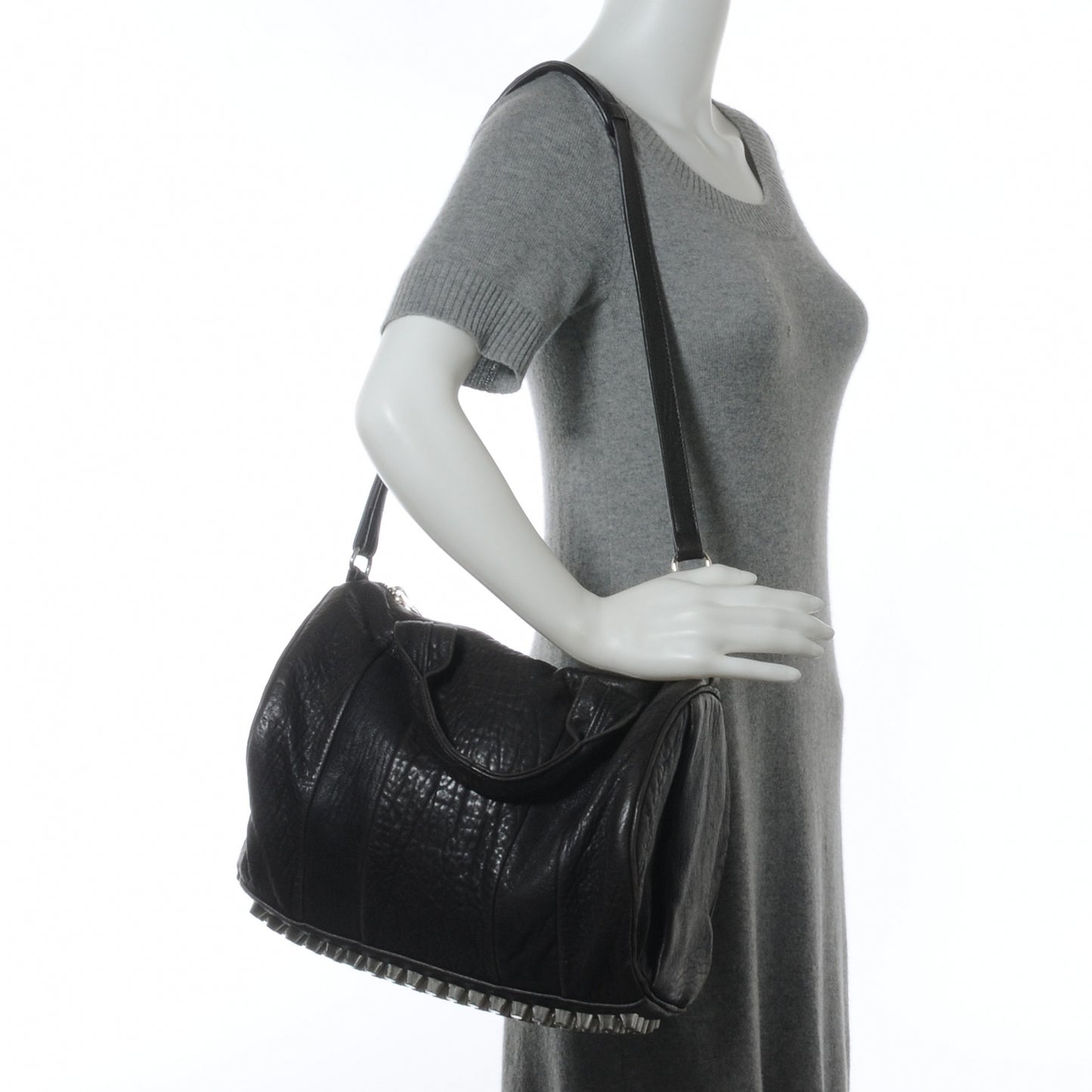 Leather Rocco Duffel Charcoal w Silver Hardware