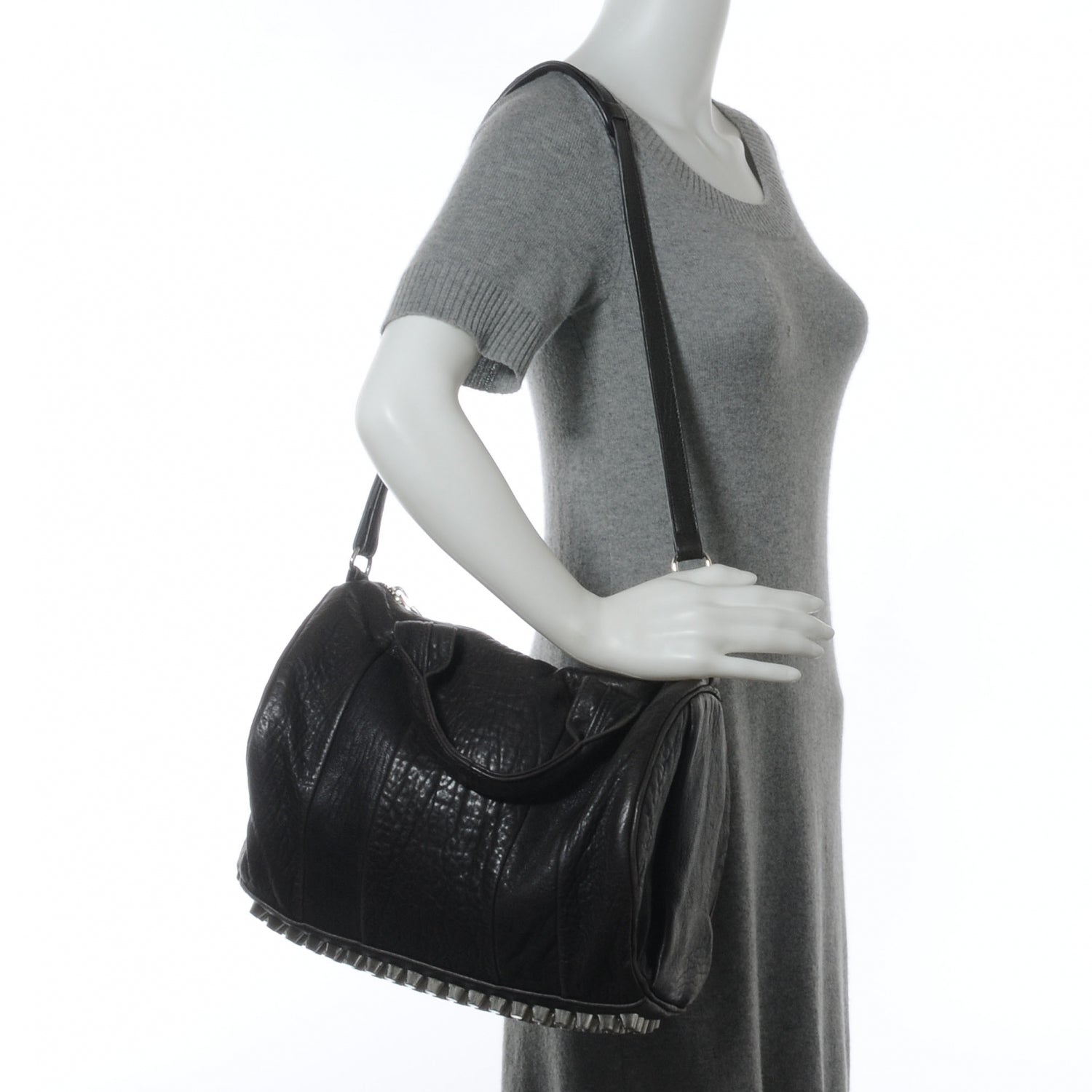 Alexander Wang Leather Rocco Duffel Charcoal w Silver Hardware 2 of 6