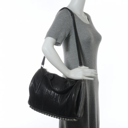 Alexander Wang Leather Rocco Duffel Charcoal w Silver Hardware 2 of 6