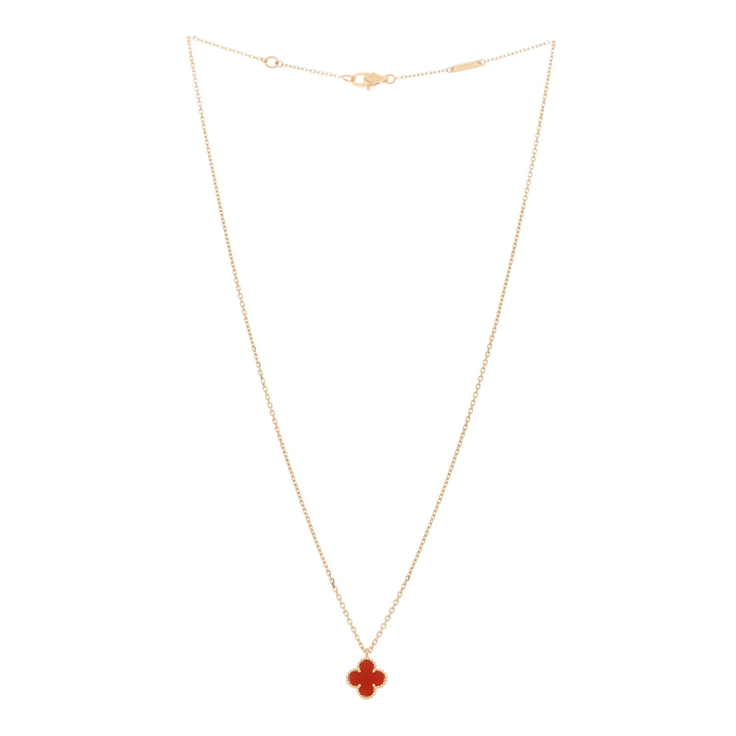18K Rose Gold Carnelian Sweet Alhambra Pendant Necklace