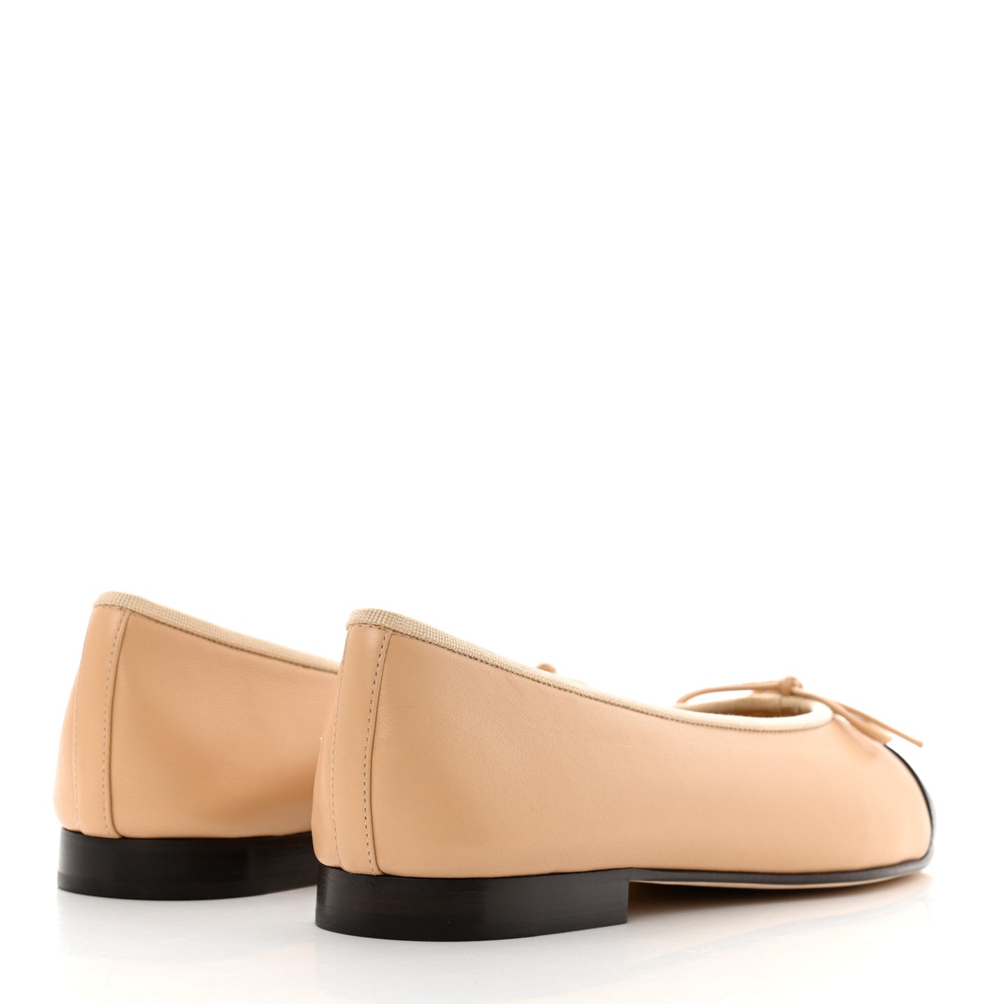 Lambskin Cap Toe CC Ballerina Flats 39 Beige Black