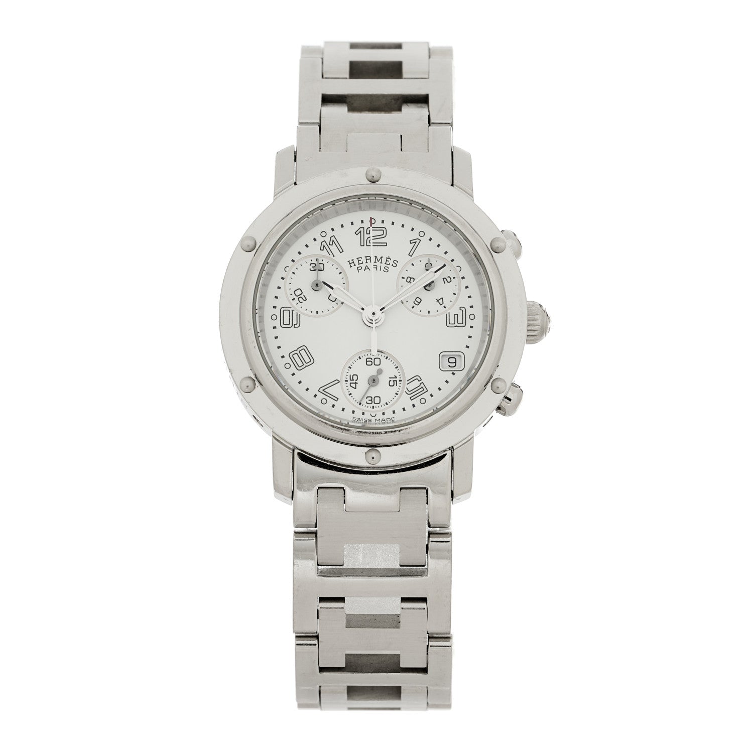 Hermes Stainless Steel 31mm Clipper Chronograph Quartz Watch 1 of 4