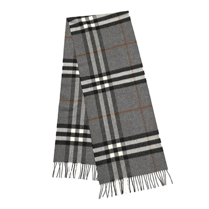 Burberry Cashmere Classic Check Fringe Scarf Grey 2 of 5