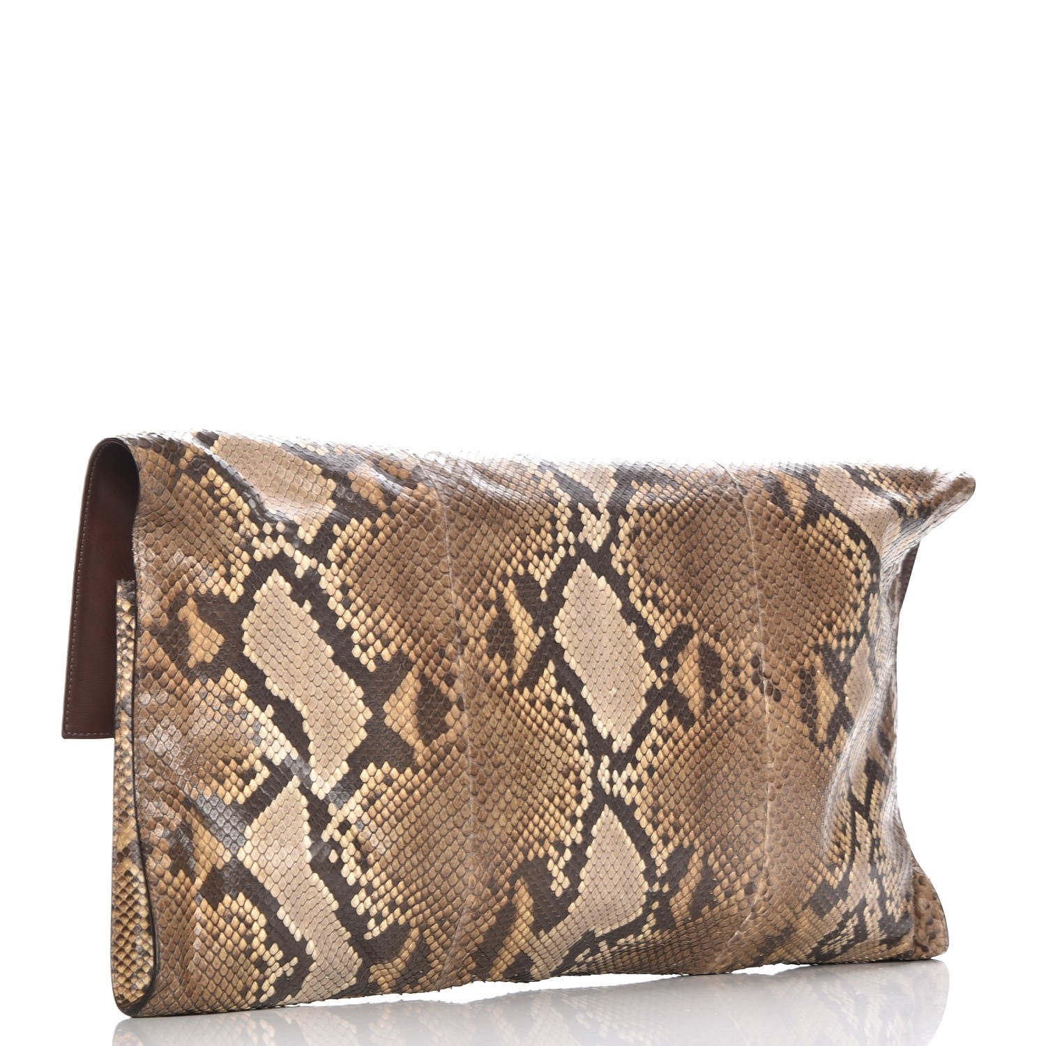 Gucci Python Large Flap Clutch Brown 3 of 8