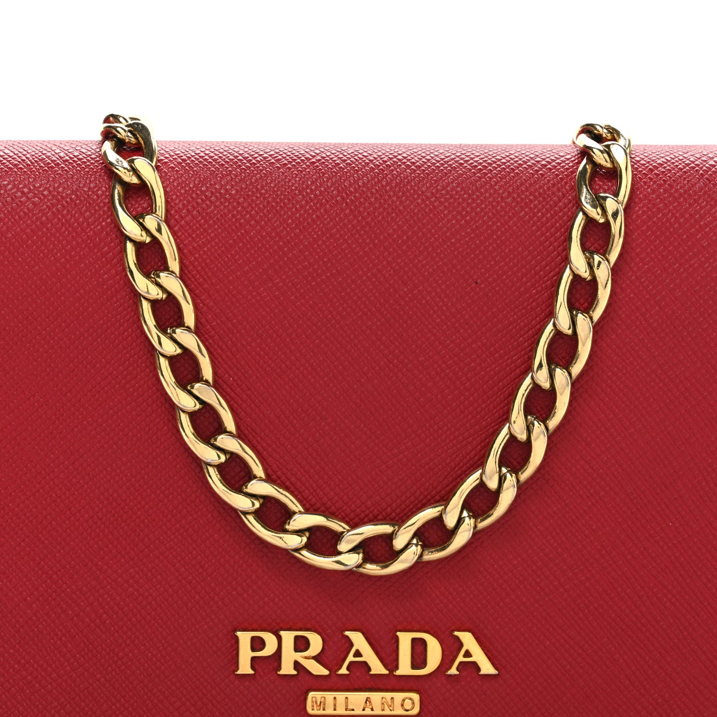 Saffiano Lux Chain Wallet Fuoco