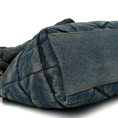 Saint Laurent Denim Quilted Small Loulou Puffer Monogram Chain Satchel Blue Cinnamon 9 of 10