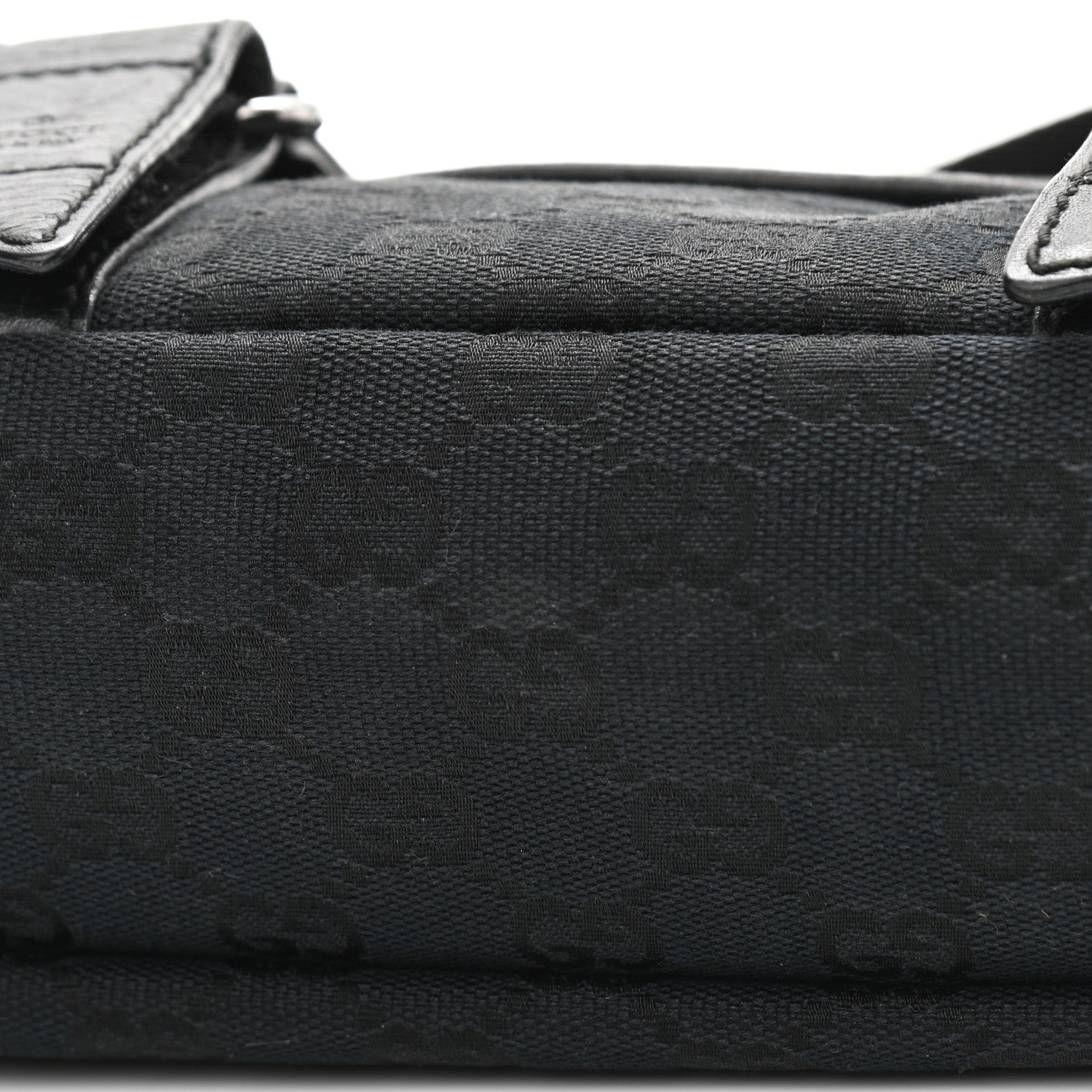 Gucci Monogram Small Double Buckle Flap Messenger Bag Black 11 of 16