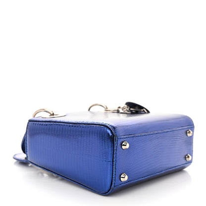 Christian Dior Metallic Lizard Mini Lady Dior Blue 4 of 10