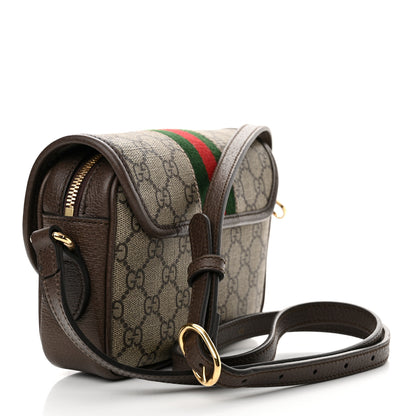 Gucci GG Supreme Monogram Textured Dollar Calfskin Mini Ophidia Flap Shoulder Bag Beige Ebony New Acero 3 of 10