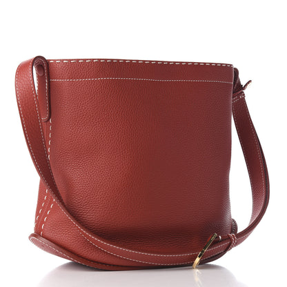 Delvaux Taurillon Pin Surpique Bucket Scarlet Red 3 of 16