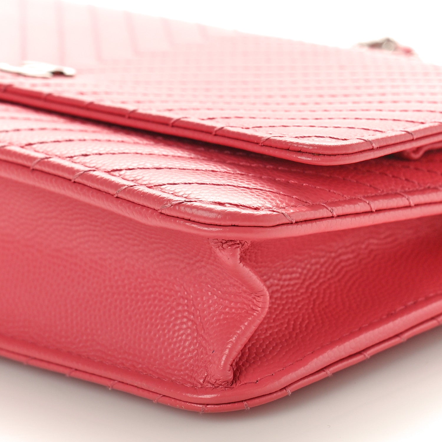 Chanel Caviar Chevron Quilted Wallet On Chain WOC Pink 10 of 11