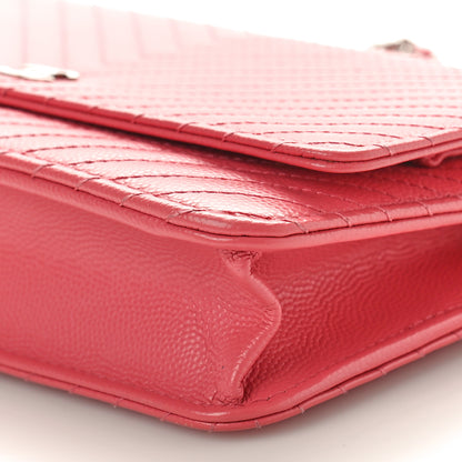Chanel Caviar Chevron Quilted Wallet On Chain WOC Pink 10 of 11