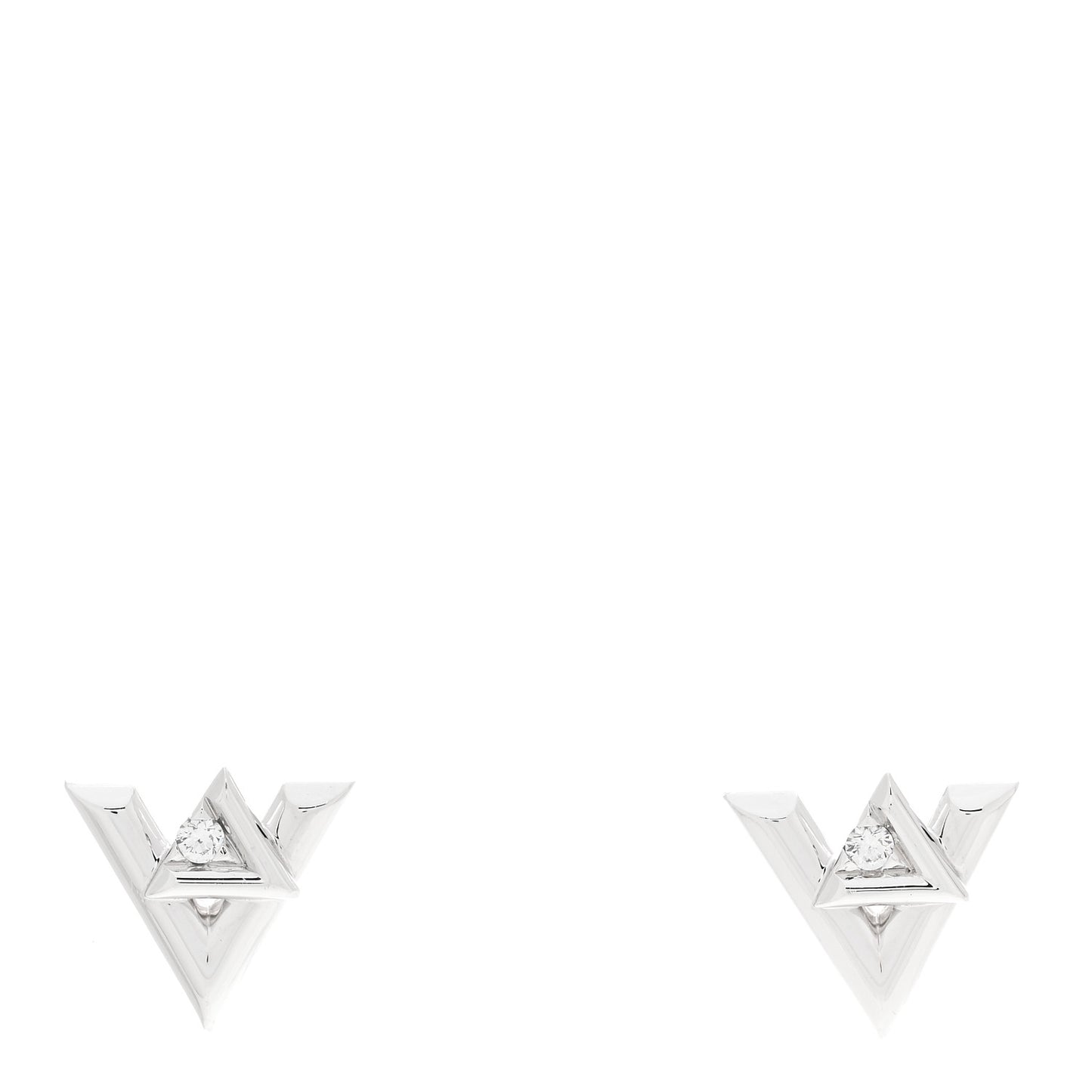 18K White Gold Diamond LV Volt One Earrings