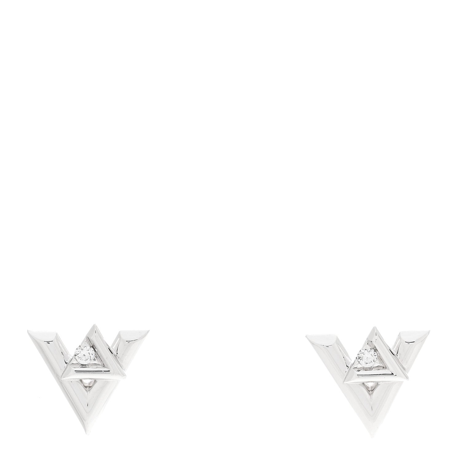 Louis Vuitton 18K White Gold Diamond LV Volt One Earrings 1 of 5