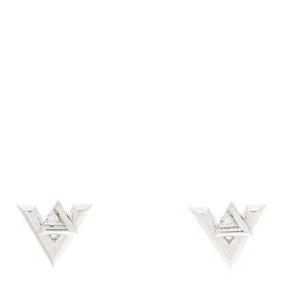 Louis Vuitton 18K White Gold Diamond LV Volt One Earrings 1 of 5