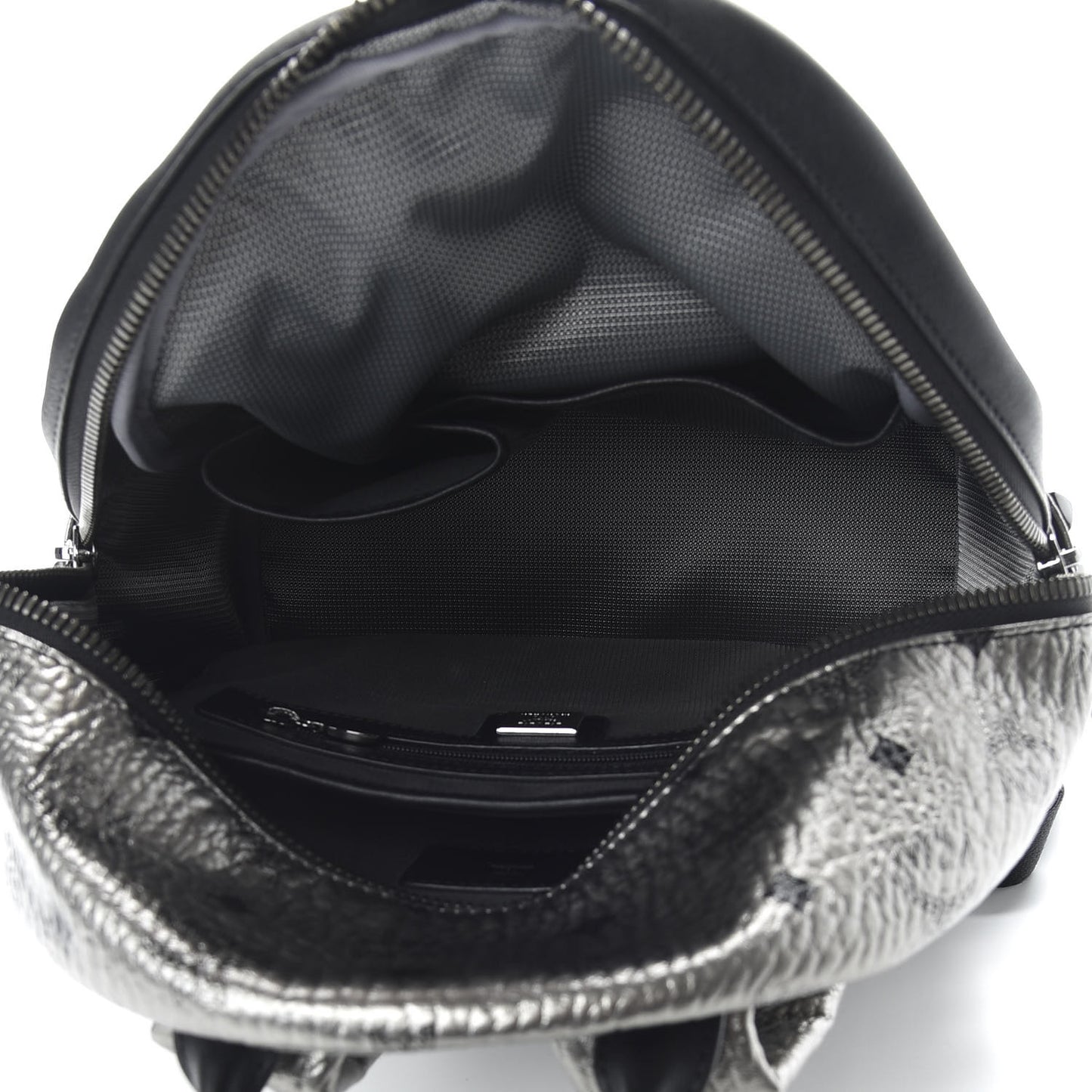 Metallic Visetos Side Stud Mini Stark Backpack Silver Black
