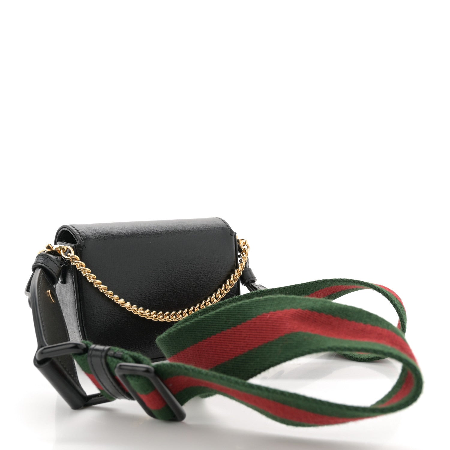 Gucci Azalea Calfskin Web Monochrome Horsebit 1955 Wallet On Strap  Black 3 of 11