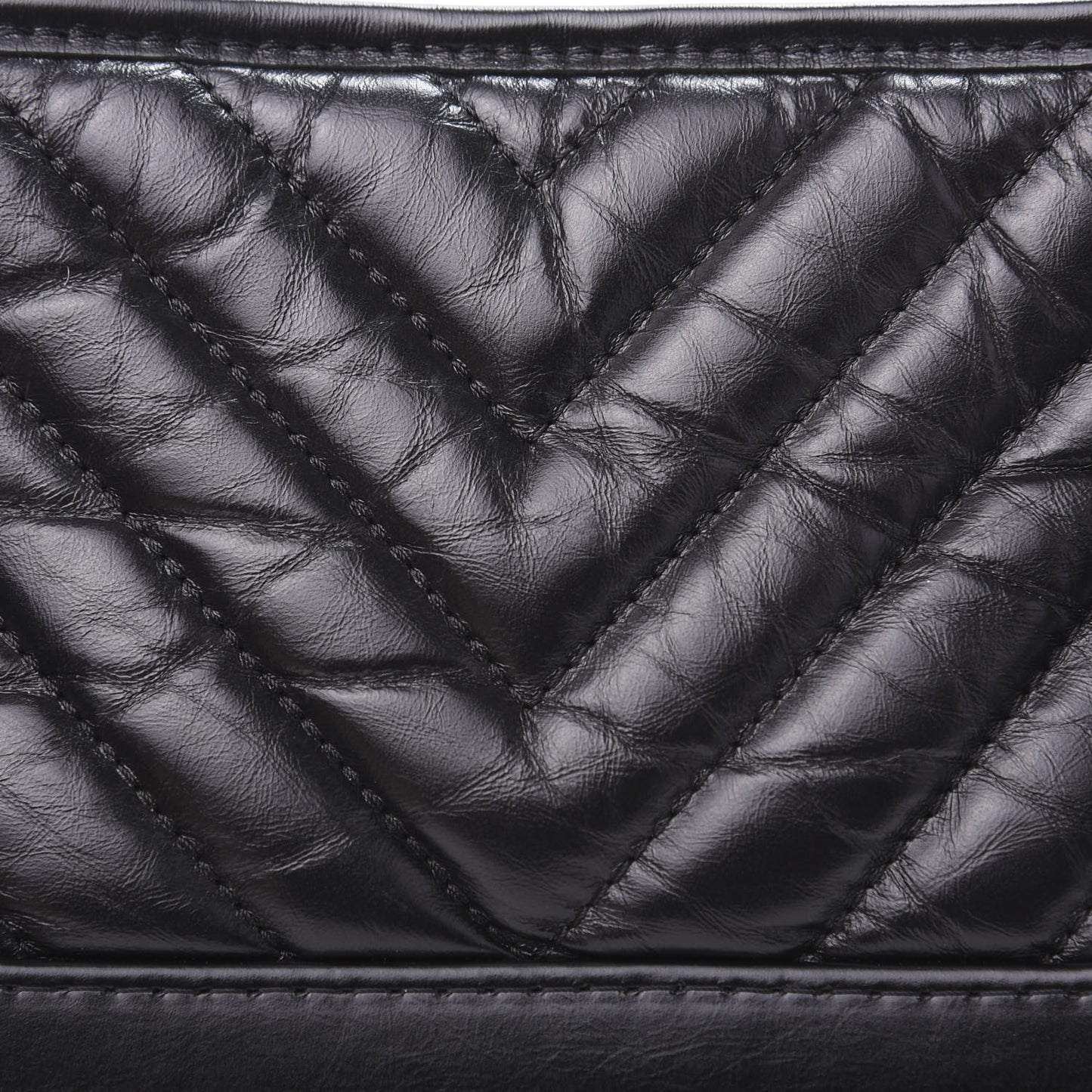Aged Calfskin Chevron Quilted Small Gabrielle Hobo Black