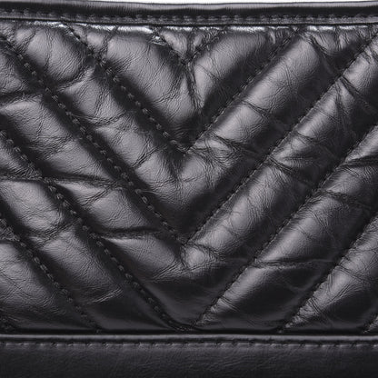 Chanel Aged Calfskin Chevron Quilted Small Gabrielle Hobo Black 9 of 17