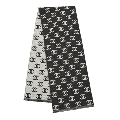 Chanel Wool Cashmere CC Scarf Grey 2 of 3