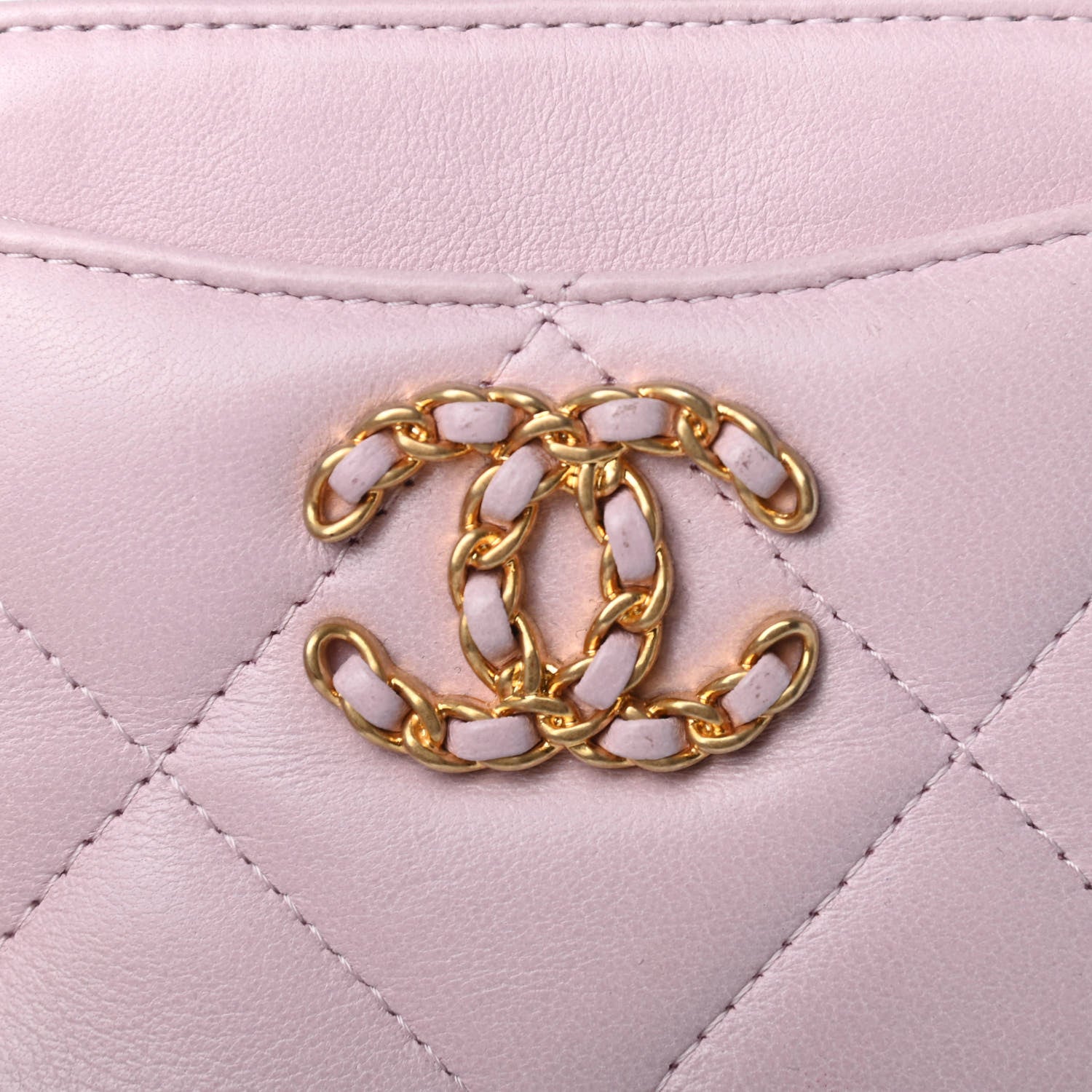 Chanel Quilted Chanel 19 Zip Card Holder Wallet Light Pink 8 of 9