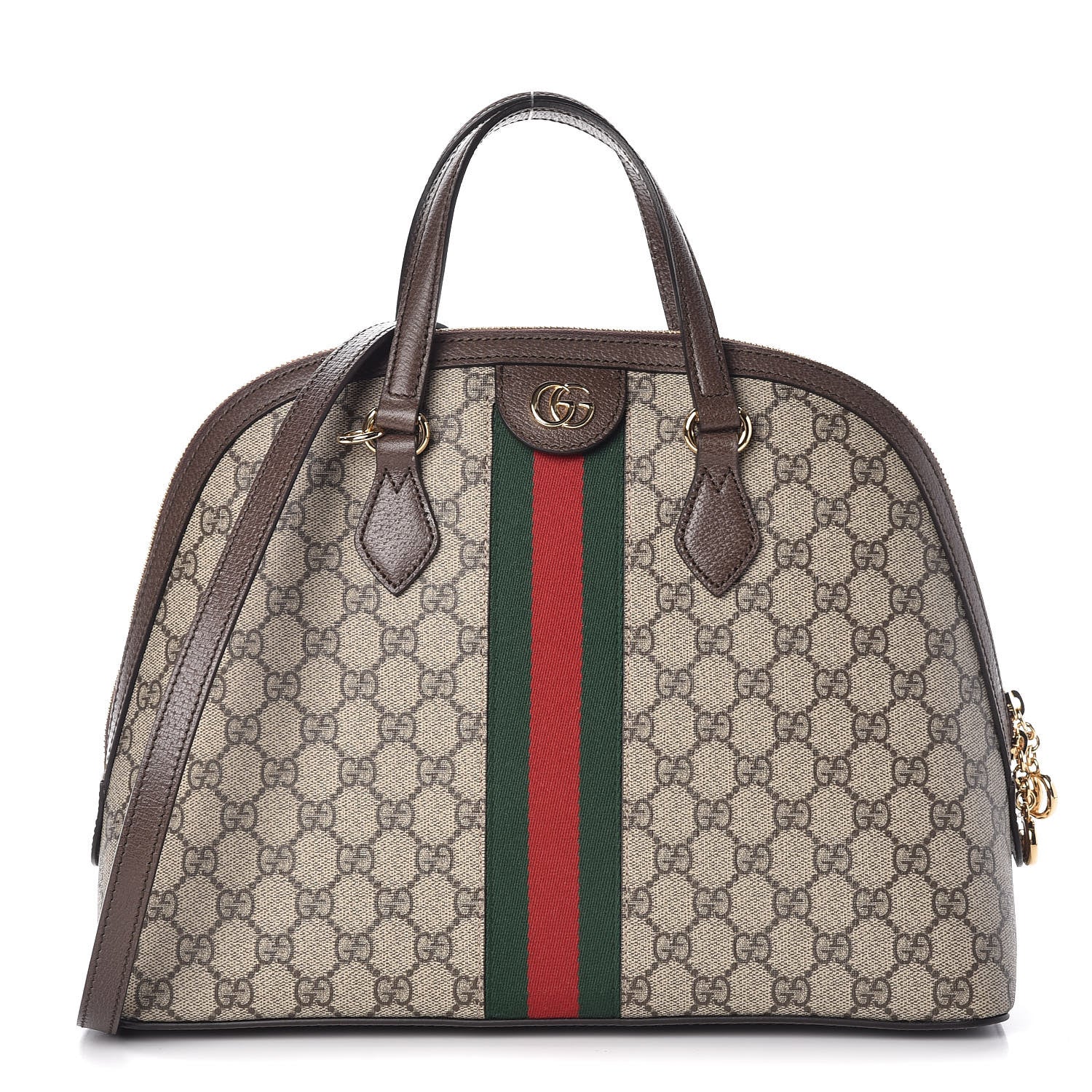 Gucci GG Supreme Monogram Web Medium Ophidia Top Handle Dome Bag Brown 1 of 9
