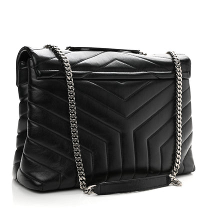 Saint Laurent Calfskin Y Quilted Monogram Medium Loulou Chain Satchel Black 3 of 15