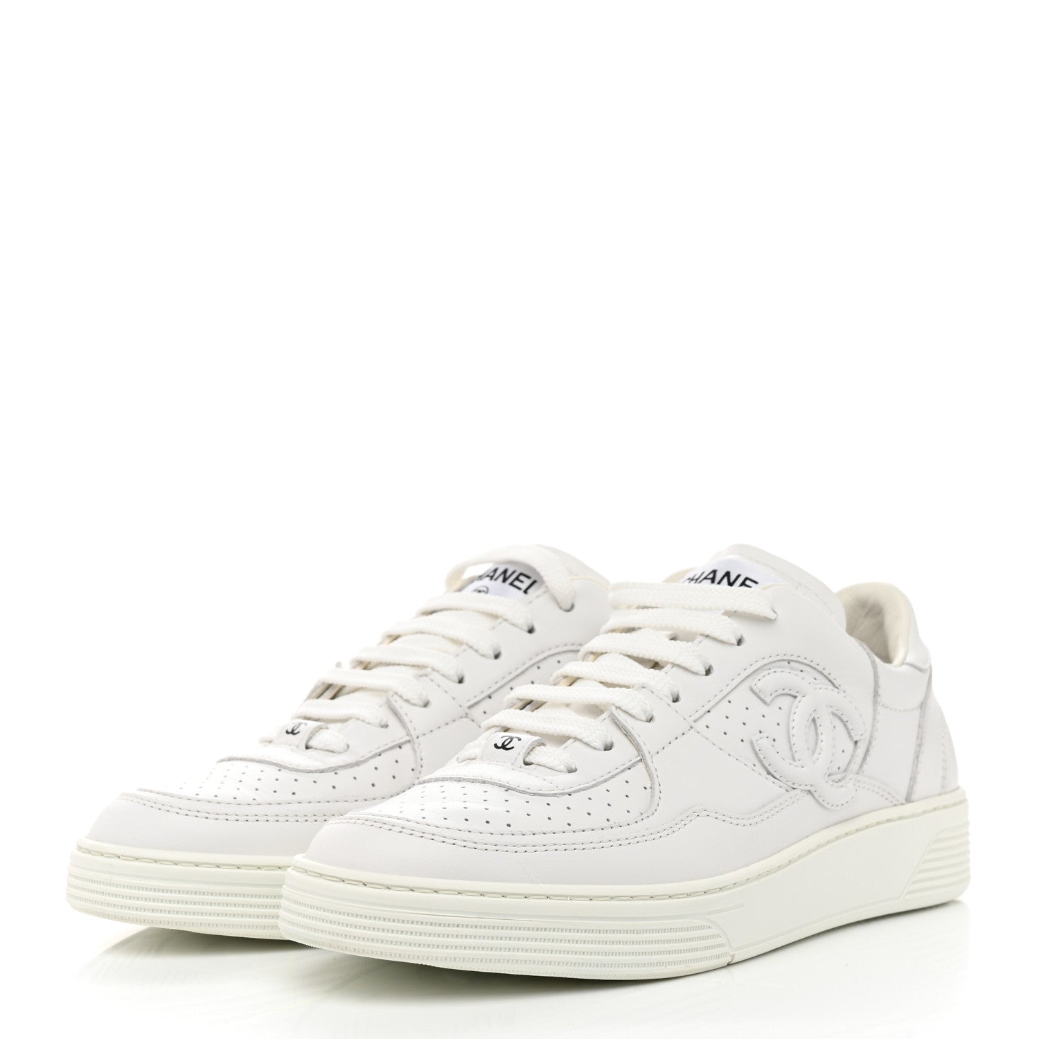 Chanel Calfskin CC Womens Sneakers 38 White 3 of 9