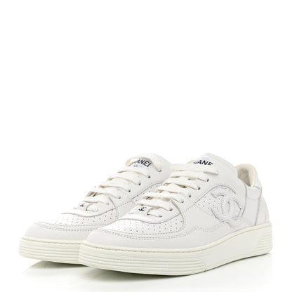 Chanel Calfskin CC Womens Sneakers 38 White 3 of 9
