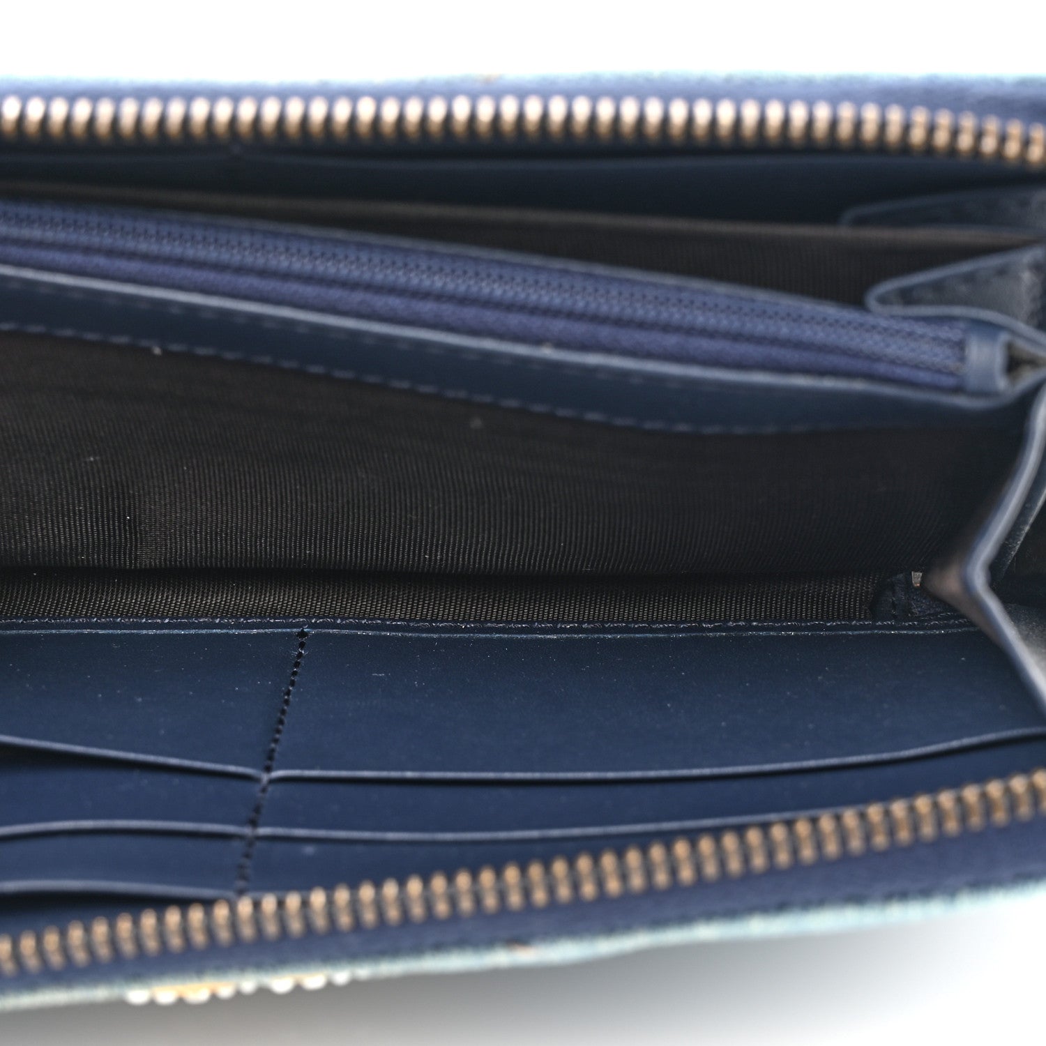 Gucci Denim Matelasse Pearly GG Marmont Zip Around Wallet Blue 6 of 12