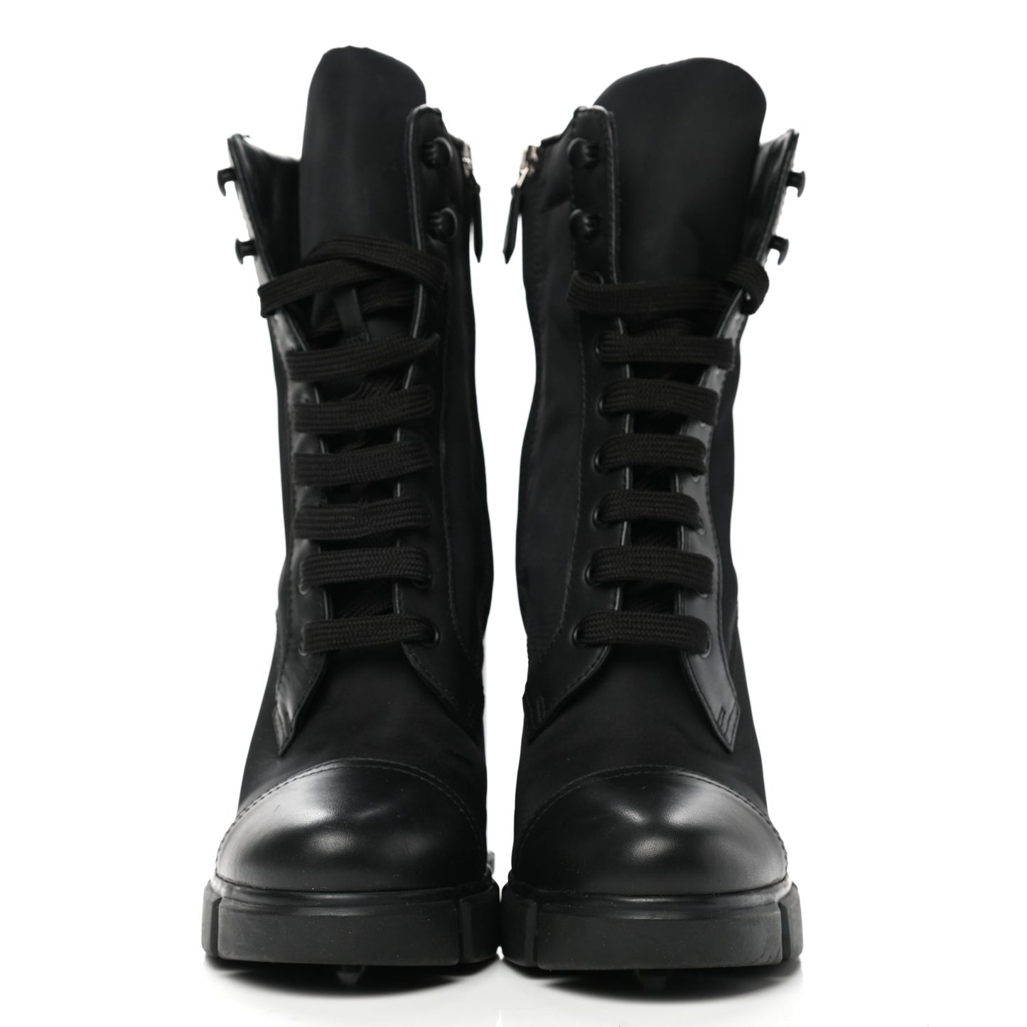 Vitello Montana Re-Nylon Metal Triangle Logo 110mm Ankle Boots 41 Black