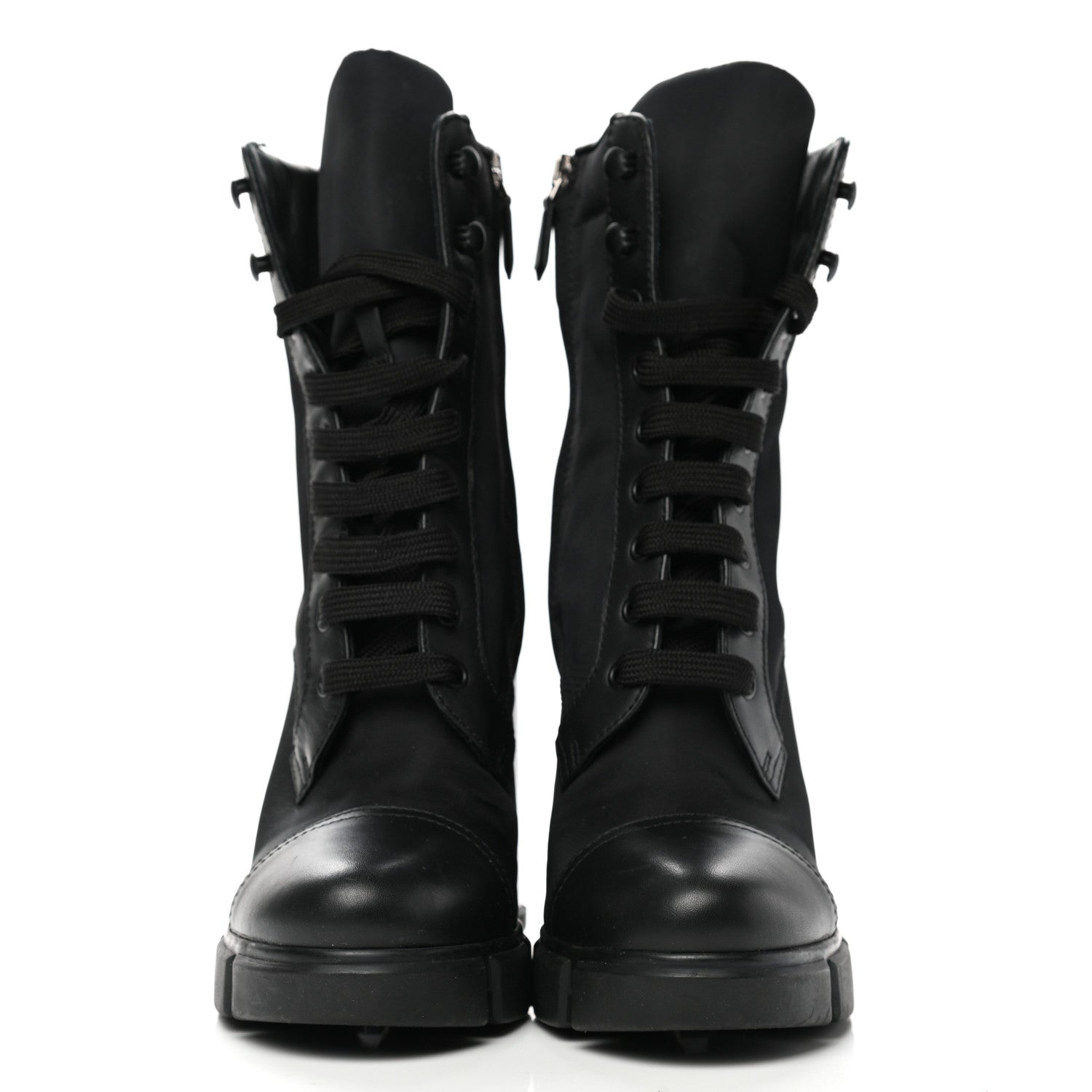 Prada Vitello Montana Re-Nylon Metal Triangle Logo 110mm Ankle Boots 41 Black 2 of 10