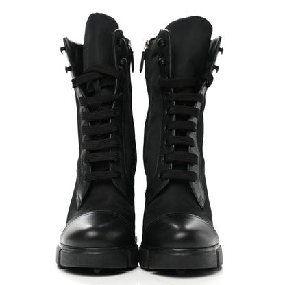 Prada Vitello Montana Re-Nylon Metal Triangle Logo 110mm Ankle Boots 41 Black 2 of 10
