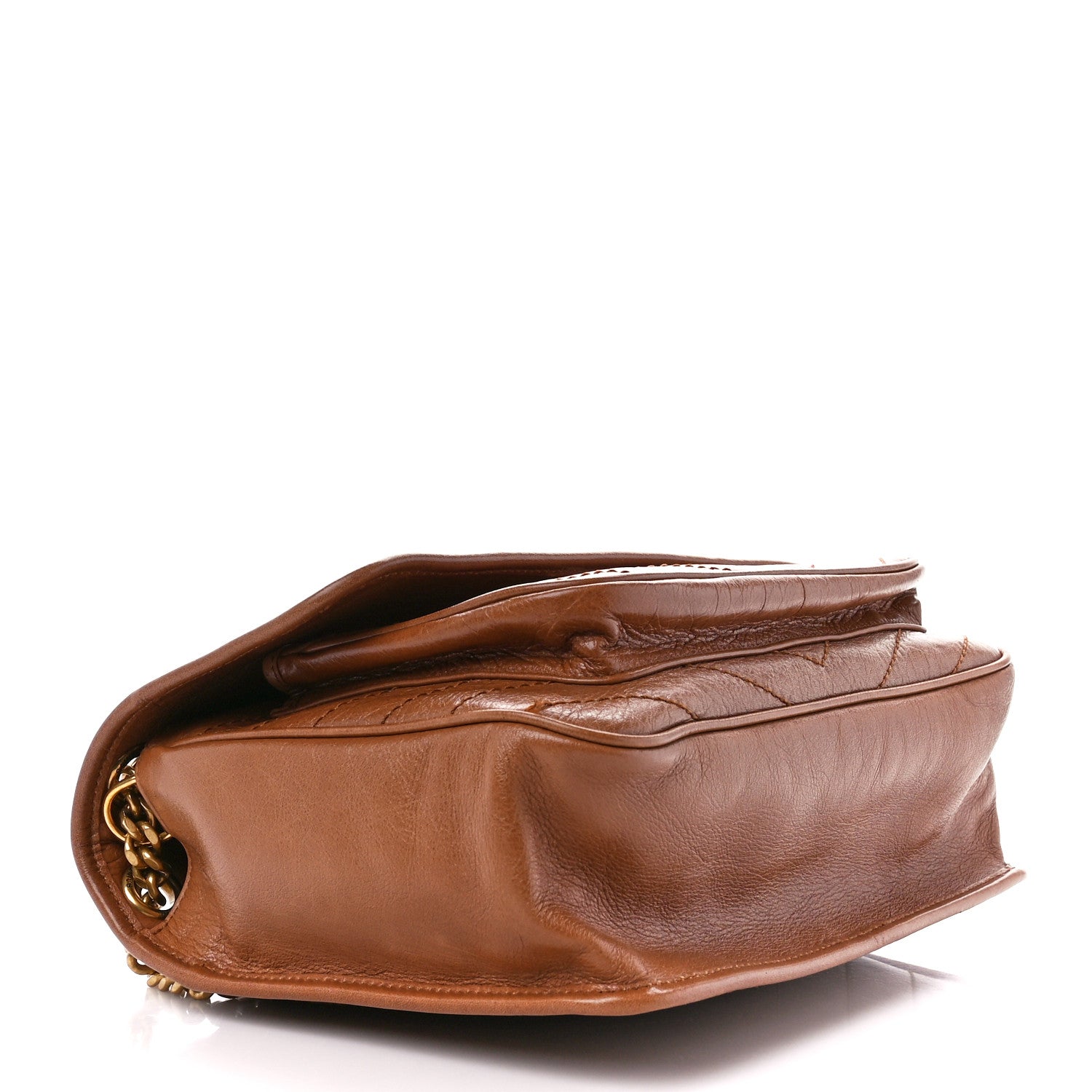 Saint Laurent Crinkled Calfskin Matelasse Monogram Medium Niki Chain Satchel Caramel 4 of 11