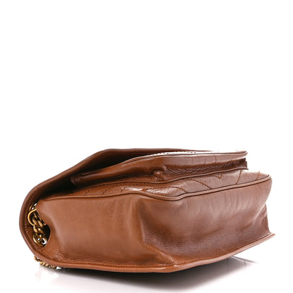 Saint Laurent Crinkled Calfskin Matelasse Monogram Medium Niki Chain Satchel Caramel 4 of 11
